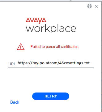 Avaya Workplace Parse Error